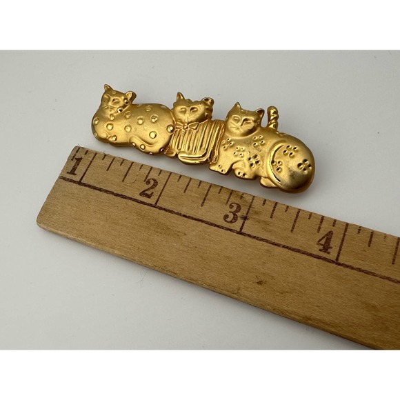 Unbranded Matte Gold Tone Kitty Cats Brooch - Picture 5 of 7